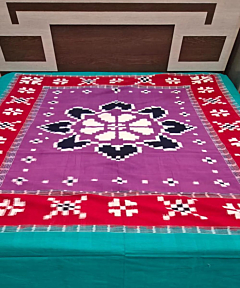 Purple Sambalpuri Handwoven Cotton Double Bed Sheet SMCBED2134