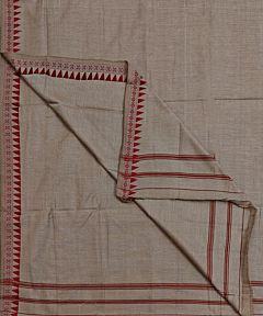 Beige Sambalpuri Handwoven Cotton Dhoti Gamuchha SFSJOD2147