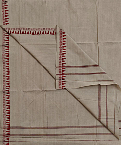 Beige Sambalpuri Handwoven Cotton Dhoti Gamuchha SFSJOD2149