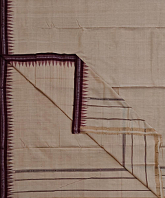 Beige Sambalpuri Handwoven Cotton Dhoti Gamuchha SFSJOD2153