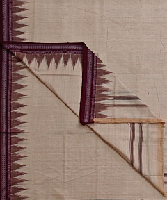 Beige Sambalpuri Handwoven Cotton Dhoti Gamuchha SFSJOD2156