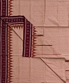 Beige Sambalpuri Handwoven Cotton Dhoti Gamuchha SFSJOD2160