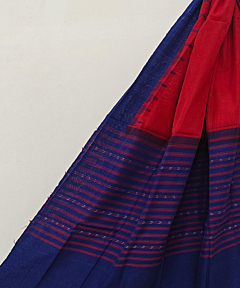 Red Blue Sambalpuri Handwoven Single Ikat Cotton Dupatta SFCDUP2169