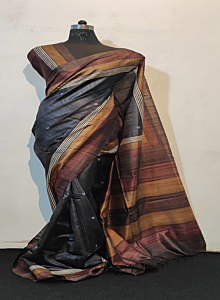 Handmade Pure Tussar Silk Hand Block Print Saree I