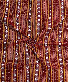 250cm Red Sambalpuri Handwoven Single Ikat Shirting Materials SFCSHI2288