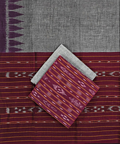 Purple Sambalpuri Handwoven Double Ikat Suit SFCSUT2309