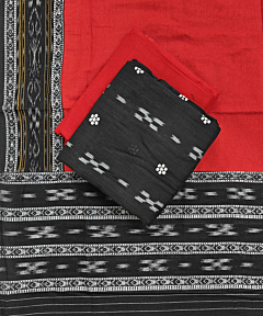 Black Red Sambalpuri Handwoven Double Ikat Suit SFCSUT2317