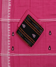 Black Pink Sambalpuri Handwoven Double Ikat Suit SFCSUT2333