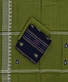 Blue Olive Sambalpuri Handwoven Double Ikat Suit SFCSUT2336