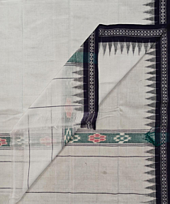 White Blue Sambalpuri Handwoven Cotton Gamuchha SFCGAM2392