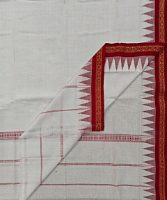 White Sambalpuri Handwoven Cotton Gamuchha SFCGAM2394