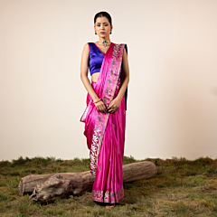 Mrig Pink Banarasi Silk Saree