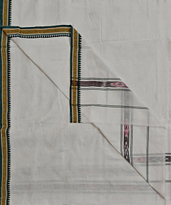 White Sambalpuri Handwoven Cotton Dhoti Gamuchha SFCJOD2420