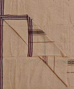 Beige Sambalpuri Handwoven Cotton Dhoti Gamuchha SFCJOD2423