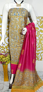 Katan Salab Discharge Print Unstitched Suit Set - Top, Bottom & Dupatta | Heavy Quality