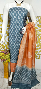 Katan Salab Discharge Print Unstitched Suit Set - Top, Bottom & Dupatta | Heavy Quality