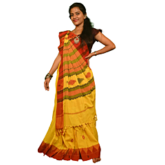 Authentic Kotpad Traditional Cotton Saree | Brick Red with Black Tribal Accents & Woven Striped Pallu | Handwoven by Koraput Tribal Artisans