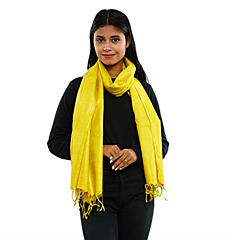 Pure Handloom Tasar Silk Dyed Stole | Yellow