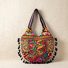 Colorful Embroidered Floral Motifs Bag | Casual Medium Tote