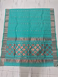 Bengal Handloom Cotton Saree with Blouse Piece | Turquoise 
