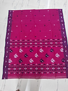 Bengal Handloom Cotton Saree with Blouse Piece | Pink