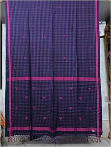100% COTTON BODY CHECK WITH SMALL  JAMDANI BUTI SAREE