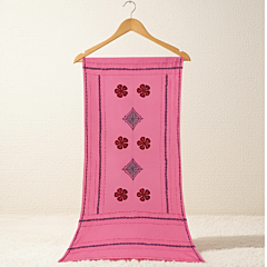 Vibrant Pink Cotton Dupatta with Applique Work 