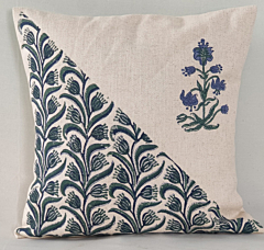 Hand Block Printed Cushion cover  16×16 inches (set of two)  Herrigbone Fabric by The Artisans of Karushilpam. 