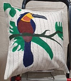 Hand Painted Cushion covers 16x16 inches set of 2 Self Stripe Fabric by The Artisans of Karushilpam 