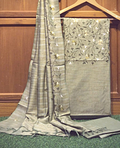 Khadi Cotton Embroidery Suit Piece Set - Premium Unstitched Dress Material