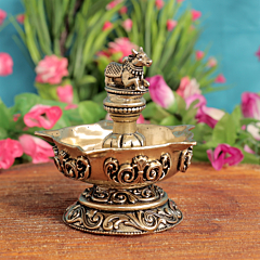 Brass Nandi Diya Nandi Bull Brass Oil Lamp for Home Temple, Puja & Shiv Worship Decor BH11970