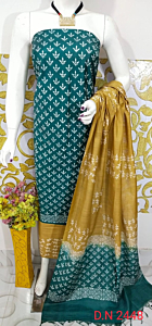 Katan Salab Discharge Print Unstitched Suit Set - Top, Bottom & Dupatta | Heavy Quality