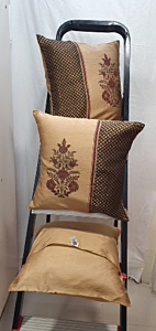 Block Print Brocade Cushion Covers | 16x16 Inches | Set of 2 