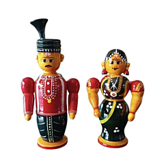 Handcrafted Kondapalli Wooden Bride and Groom Couple Doll Traditional Andhra Pradesh Wooden Toy