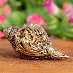 Brass Vishnu Shankh Sacred Brass Conch for Puja, Home Temple & Spiritual Decor BH11930