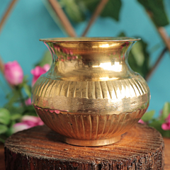 Brass Pot Small Decorative Brass Kalash Pot for Home Temple & Pooja Decor BH11837