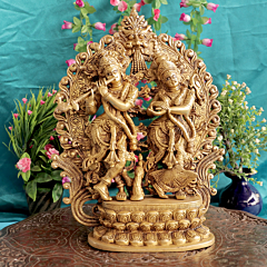 Large Brass Radha Krishna Idol for Home Temple & Living Room Decor BH12358