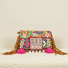 Colorful Mirror Work  Embroidered Sling Bag 