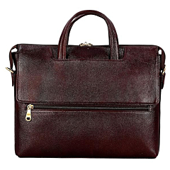 Leather Full Grain Natural Leather Laptop Messenger Shoulder Bags For Men And Women Office Use-Brown