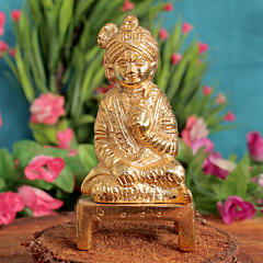 Brass Sahjanand Swami Idol for Home Temple Swaminarayan Bhagwan Brass Murti BH11310