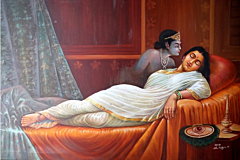 Raja Ravivarma Painting Recopy work, Canvas Cloth Oil Painting Size 
