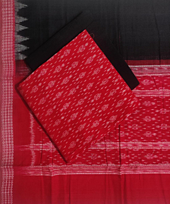 Red Black Sambalpuri Handwoven Single Ikat Suit Set SFCSUT0424