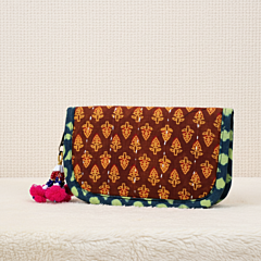 Brown Printed Motifs Purse