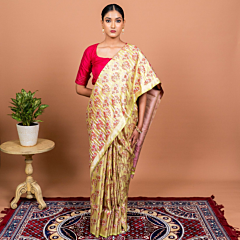 Tilfi Meenakari Handwoven Banarasi Silk Saree in Rich Green