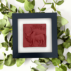 Terracotta Harappa Zebu Bull Seal | Brown | 22*22*5 cm 