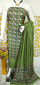 Ajrakh Print Unstitched Suit Set - Katan Salab Fabric -Top, Bottom & Dupatta