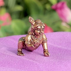 Decorative Brass Krishna Statue for Mandir & Gift BH11868