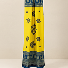 Yellow Dupatta with Green Applique Work | Ethnic Casual Stole