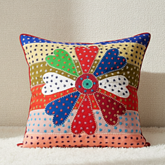 Multicolor Floral Embroidered Cushion Cover 