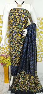 Ajrakh Print Unstitched Suit Set - Katan Salab Fabric -Top, Bottom & Dupatta